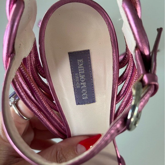 Emilio Pucci pink metallic sandals - Picture 6 of 7